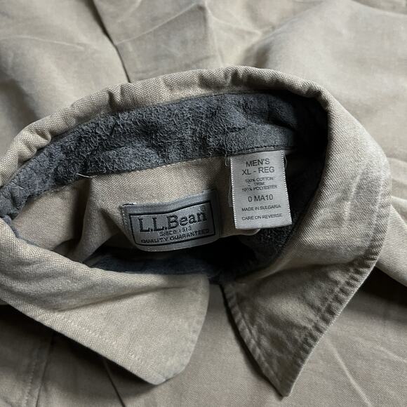 LL Bean Shirt Mens XL Beige Shooting Padded Elbow Patch Outdoor Hunting Work - Picture 6 of 13